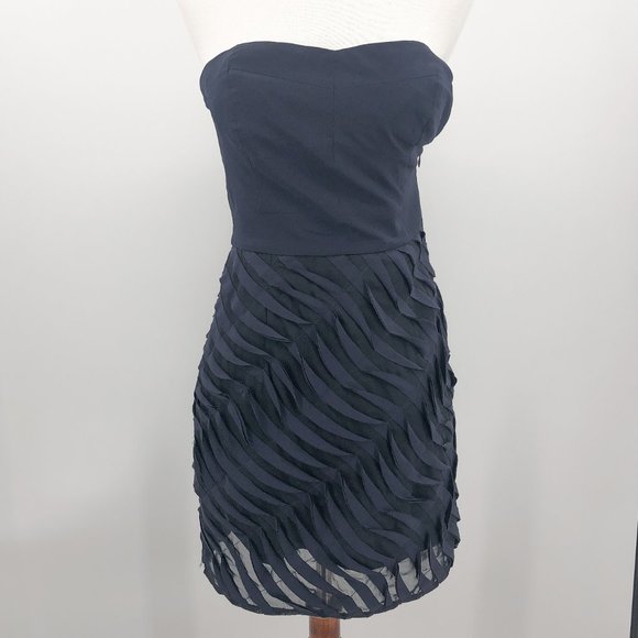 Aqua Dresses & Skirts - AQUA strapless navy blue ruffle dress